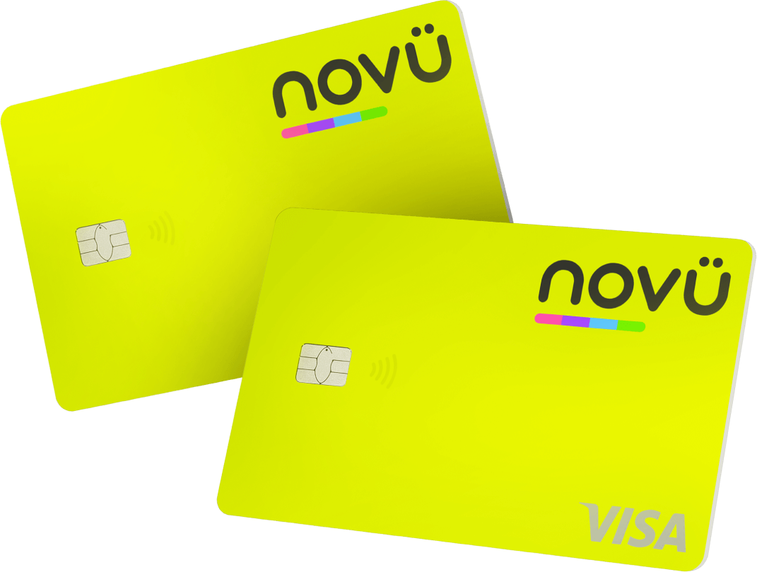Cartão de crédito amarelo com logo do novücard