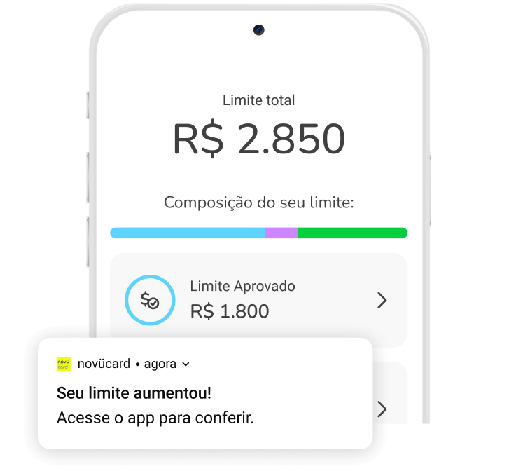 Tela do aplicativo novücard apresentando o limite disponível